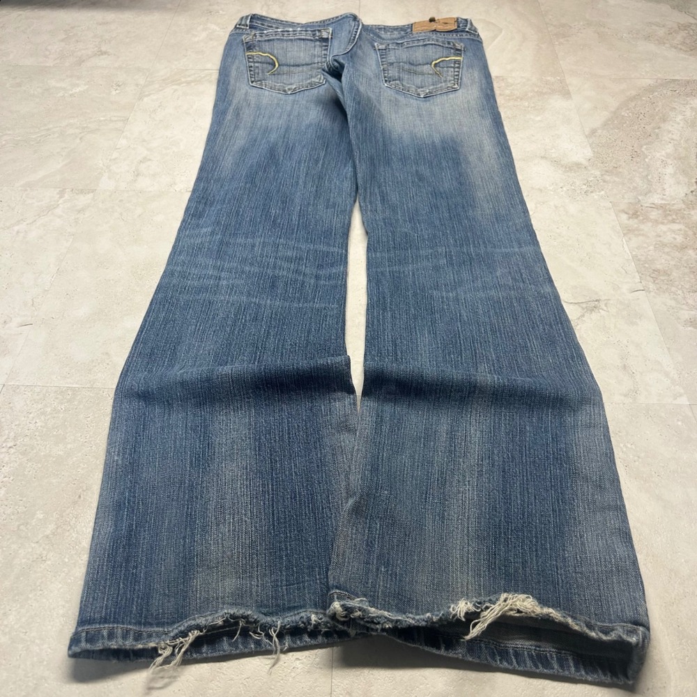 American Eagle Boyfriend 77 Jeans Blue Women Size 4 Regular Low Rise Flare Y2K